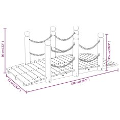Vidaxl Vrtni most z verižnimi ograjami 150x67x56 cm trdna smrekovina