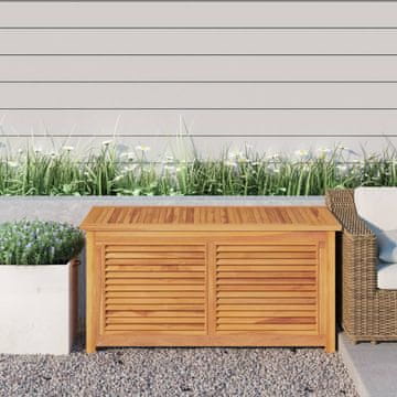 Vidaxl vidaXL Vrtna shranjevalna škatla z torbo za shranjevanje 114x50x58 cm masivni tikov les