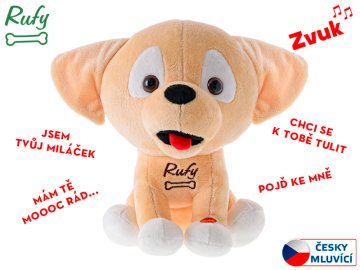 Pes Rufy plišasti 19 cm na baterije češko govoreči