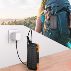 Choetech Solar Power Bank 10000mAh Qi 5W, črna/oranžna