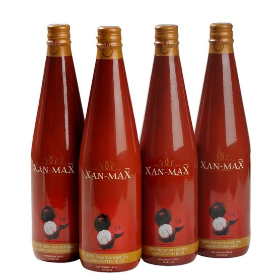 XAN-MAX 100% mangostin sok (4 steklenice + GRATIS kozarec)