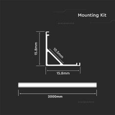 V-TAC ALU profil za LED trak 2m KOTNI - 5kom komplet