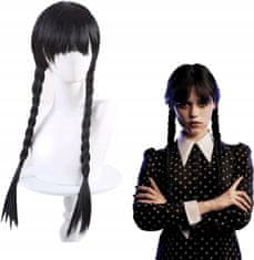Korbi Črna lasulja Wednesday Addams, dolgi lasje