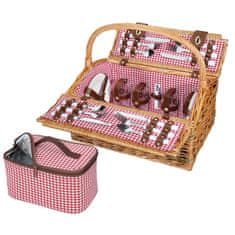 Cilio Piknik košara rivoli set 4 krožniki+pribor 46x31xh41cm / za 4 osebe / les, tekstil