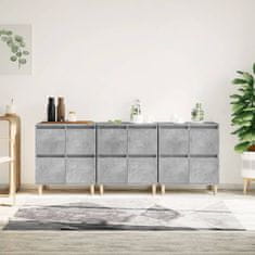 Vidaxl Komoda 3 kosa betonsko siva 60x35x70 cm inženirski les