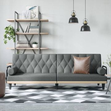 Vidaxl vidaXL Kavč z ležiščem in nasloni za roke, temno siv, oblazinjen s tkanino