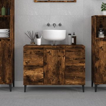 Vidaxl vidaXL Omarica za umivalnik dimljen hrast 80x33x60 cm