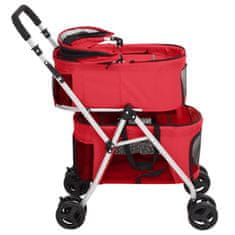 shumee Zložljiv pasji voziček 2-nadstropni rdeč 83x48x97 cm blago