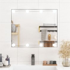 Vidaxl Stensko ogledalo z LED lučmi 50x60 cm stekleno pravokotno