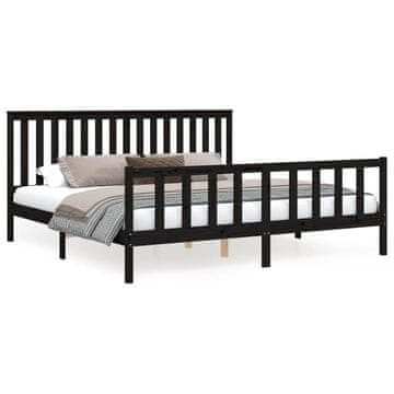 Vidaxl Posteljni okvir z vzglavjem črn 200x200 cm trdna borovina