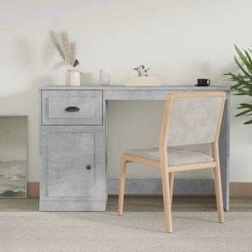 Vidaxl vidaXL Pisalna miza s predalom, betonsko siva, 115x50x75 cm