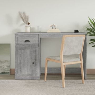 Vidaxl vidaXL Pisalna miza s predalom, siva, hrast sonoma, 115x50x75 cm