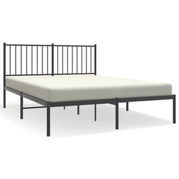 Vidaxl Kovinski posteljni okvir z vzglavjem črn 135x190 cm