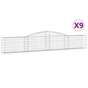 Vidaxl Obokana gabionska košara 9 kosov 400x30x60/80cm cinkano železo