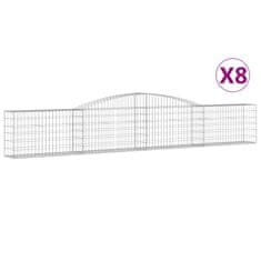 Vidaxl Obokana gabionska košara 8 kosov 400x30x60/80cm cinkano železo