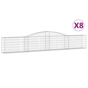 Vidaxl Obokana gabionska košara 8 kosov 400x30x60/80cm cinkano železo