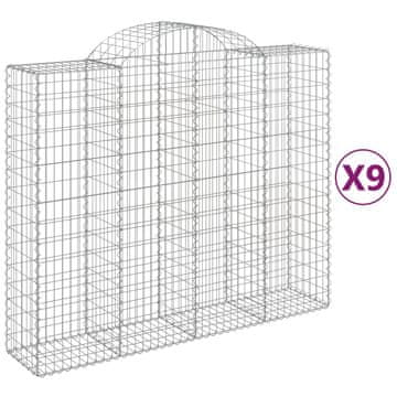 Vidaxl Obokana gabionska košara 9kos 200x50x160/180cm pocinkano železo