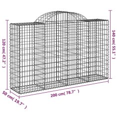 Vidaxl Obokane gabion košare 7 kosov 200x50x120/140cm pocinkano železo
