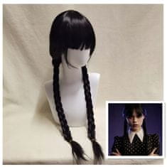 Korbi Črna lasulja Wednesday Addams, dolgi lasje
