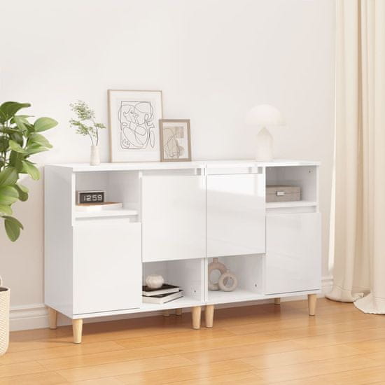 Vidaxl Komoda 2 kosi visok sijaj bela 60x35x70 cm inženirski les