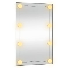 Vidaxl Stensko ogledalo z LED lučmi 50x80 cm stekleno pravokotno
