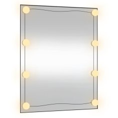 Vidaxl Stensko ogledalo z LED lučmi 50x60 cm stekleno pravokotno