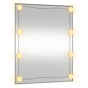 Vidaxl Stensko ogledalo z LED lučmi 50x60 cm stekleno pravokotno