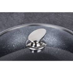 Berlingerhaus Ponev WOK s pokrovom z marmornato površino 30 cm Shiny Black Edition BH-7115