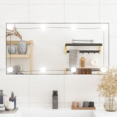 Vidaxl Stensko ogledalo z LED lučmi 40x80 cm stekleno pravokotno