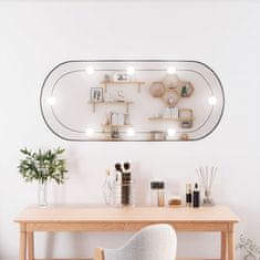Vidaxl Stensko ogledalo z LED lučkami 40x90 cm stekleno ovalno