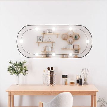 Vidaxl Stensko ogledalo z LED lučkami 40x90 cm stekleno ovalno