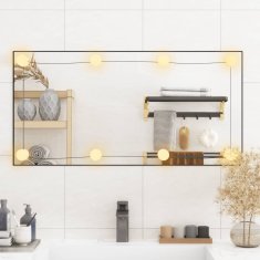 Vidaxl Stensko ogledalo z LED lučmi 40x80 cm stekleno pravokotno