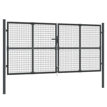 Vidaxl Vrtna mrežasta vrata antracit 300x125 cm pocinkano jeklo