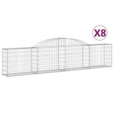 Vidaxl Obokana gabionska košara 8 kosov 300x30x60/80 cm cinkano železo