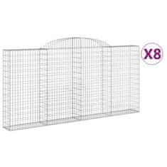 Vidaxl Obokane gabion košare 8 kosi 300x30x140/160 cm pocinkano železo