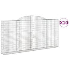Vidaxl Obokane gabion košare 10 kosi 300x30x140/160cm pocinkano železo