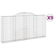 Greatstore Obokane gabion košare 9 kosi 300x30x140/160 cm pocinkano železo