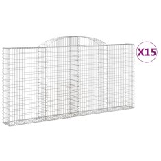 Vidaxl Obokane gabion košare 15 kosi 300x30x140/160cm pocinkano železo