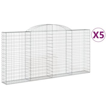 Vidaxl Obokane gabion košare 5 kosi 300x30x140/160 cm pocinkano železo