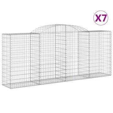 Vidaxl Obokane gabion košare 7 kosa 300x50x120/140 cm pocinkano železo