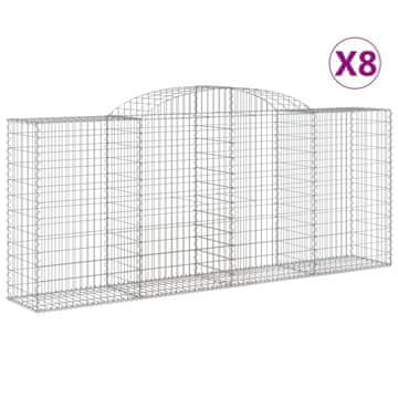 Vidaxl Obokane gabion košare 8 kosa 300x50x120/140 cm pocinkano železo
