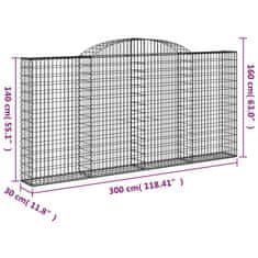 Vidaxl Obokane gabion košare 8 kosi 300x30x140/160 cm pocinkano železo
