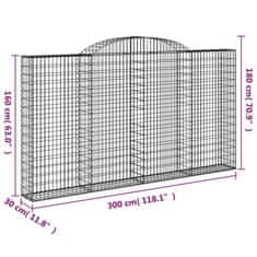 Vidaxl Obokane gabion košare 15 kosi 300x30x160/180cm pocinkano železo
