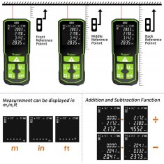 Huepar PRO Aku. digitalni merilec razdalje 60M HD LCD USB