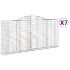 Greatstore Obokane gabion košare 7 kosi 300x30x140/160 cm pocinkano železo