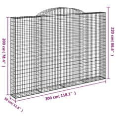 Vidaxl Obokane gabion košare 5 kosa 300x30x200/220 cm pocinkano železo