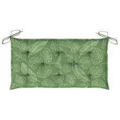 Vidaxl Blazina za vrtno klop vzorec listov 100x50x7 cm oxford tkanina
