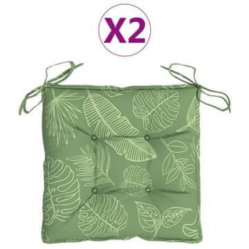 Vidaxl Blazina za stol 2 kosi vzorec z listi 40x40x7 cm blago