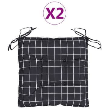 Vidaxl Blazina za stol 2 kosa črn karo vzorec 40x40x7 cm blago