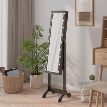 Vidaxl vidaXL Stoječe ogledalo z LED diodo, črno, 34x37x146 cm